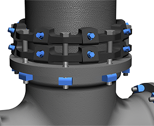 Series 1100TDM Tandem MEGALUG  Mechanical Joint Restraint on Ductile Iron PIpe at a Fitting