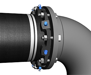 Series 1100 MEGALUG Mechanical Joint Restraint on ductile iron pipe at a ductile iron fitting