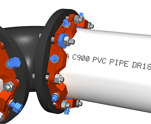 Series 2000SV MEGALUG Split Restraint Restraining Existing AWWA PVC Pipe on a Existing Mechanical Joint Fitting